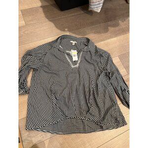 VINTAGE AMERICAN WOMENS BLACK AND WHITE PLAID BLOUSE NEW XL